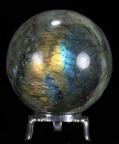 Flashy Labradorite Sphere - With Nickel Plated Stand #53570